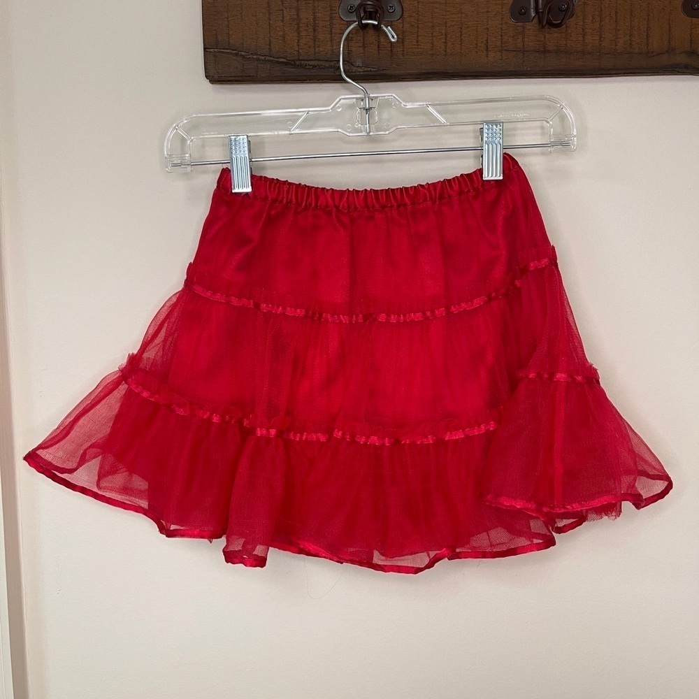 ⚡️3/$20⚡️Hanna Andersson: Girl’s Red Tulle Tiered Skirt, Size 4 (100)